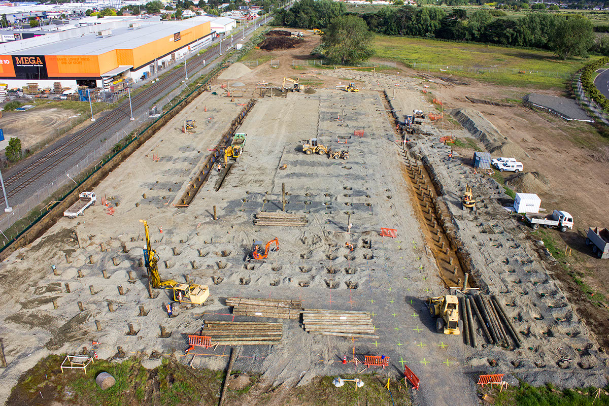 Spiral Drillers working on new railway station foundations